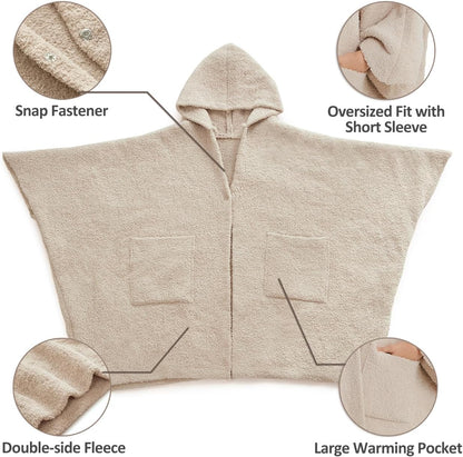 WDCOZY Wearable Blanket Hoodie Poncho Throw Comfy Soft Warm Cape Shawl Cozy Cloak Wrap Hooded with Sleeves For Women Adults