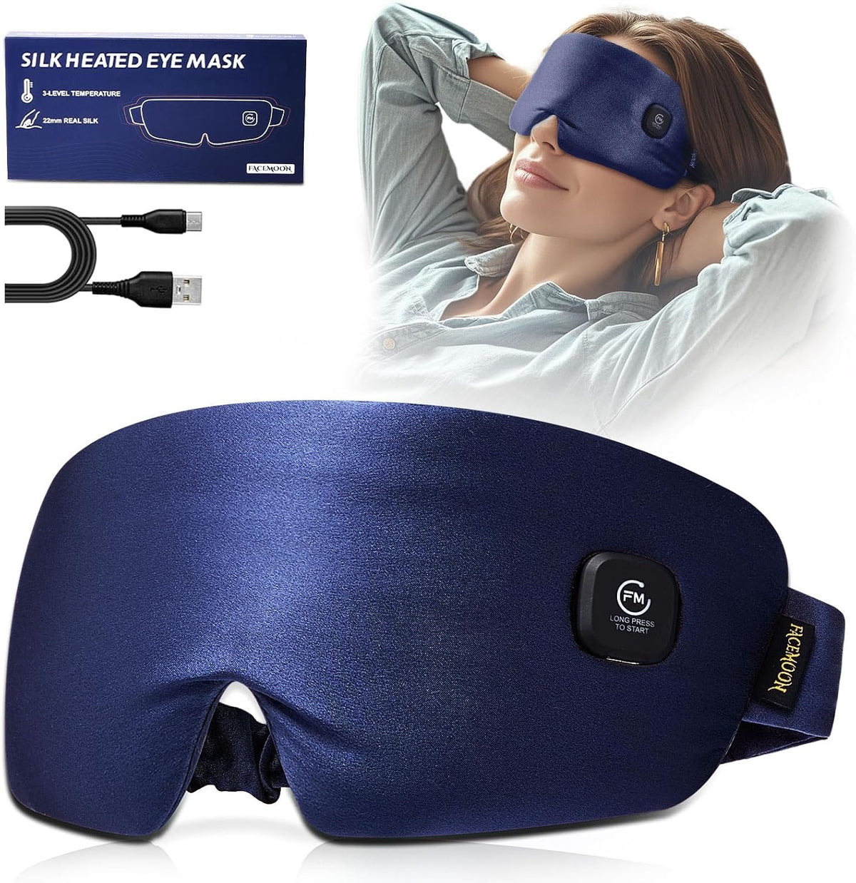 Heated Eye Mask for Dry Eyes - Silk Cordless Warm Eye Compress Moist Heat