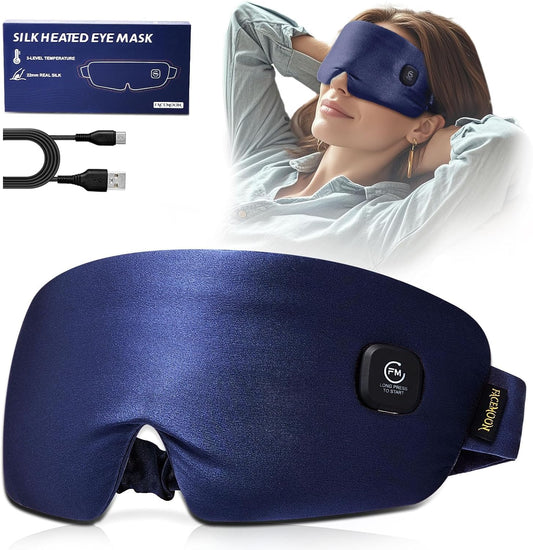 Heated Eye Mask for Dry Eyes - Silk Cordless Warm Eye Compress Moist Heat