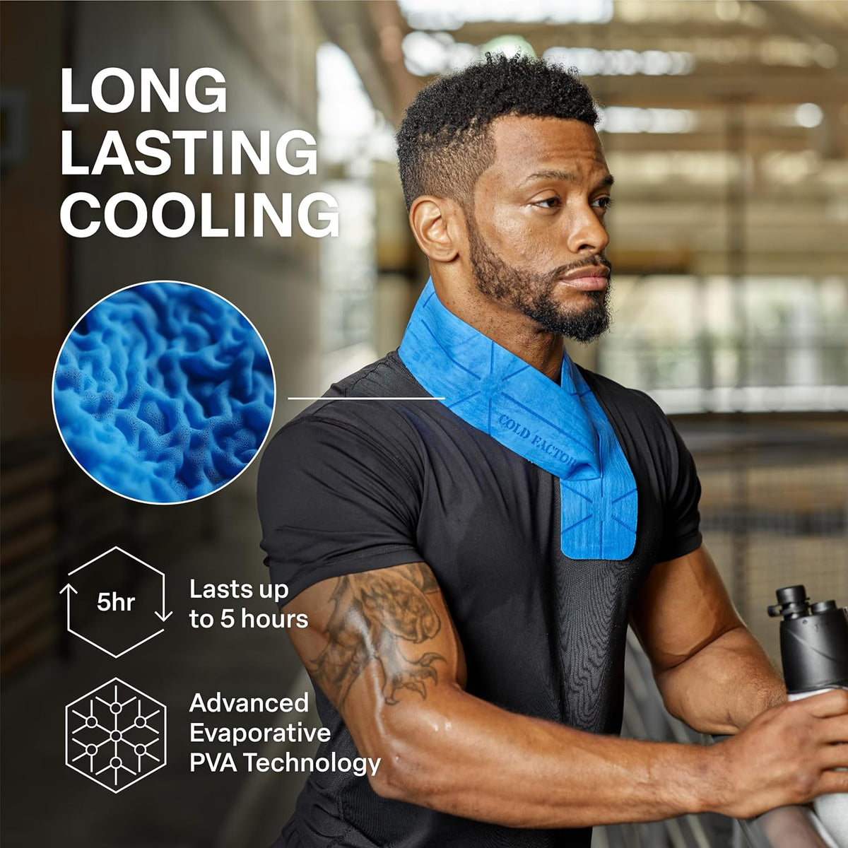 COLD FACTOR Instant PVA Cooling Towels, Cooling Neck Wraps, Blue, 3 Pack