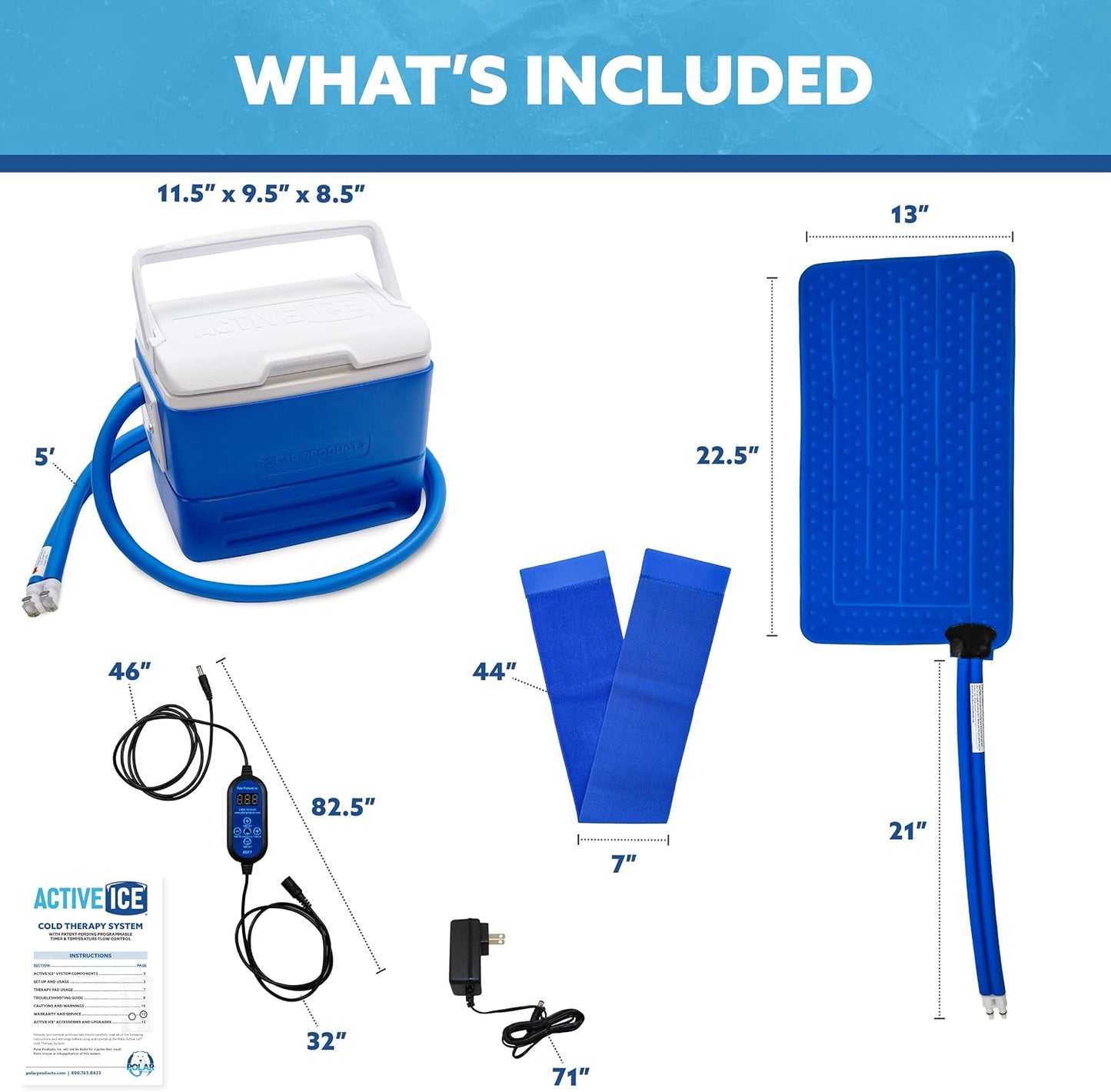 Polar Active Ice 3.0 | 9 QT Cold Therapy Ice Machine | Programmable Timer | Full Circumference Knee Pad | Cryotherapy Pain Relief System | Ace Bandage Style Compression