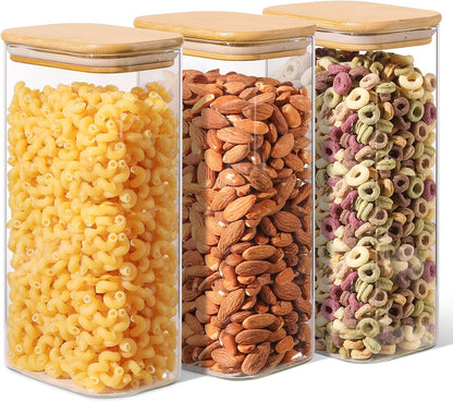 ComSaf Spice Jars 8oz Set of 6, Small Seasoning Containers with 9 Labels | Small Glass Jars With Labels, Empty Rectangle Canisters, Spice Rack Organization, Loose Tea, Herb, Powder, Dry Good, BPA Free