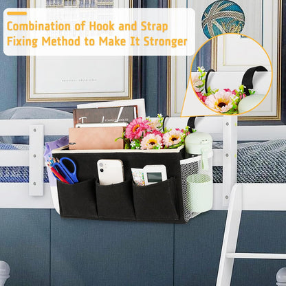 Lilithye Bedside Caddy, Bedside Storage Bag Hanging Organizer for Bunk Bed