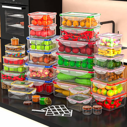 5 Pack Large Fruit Storage Containers for Fridge with Removable Colander | Plastic Food Storage Containers with Lids Airtight-Leak Proof Refrigerator Organizers and Storage of Vegetable