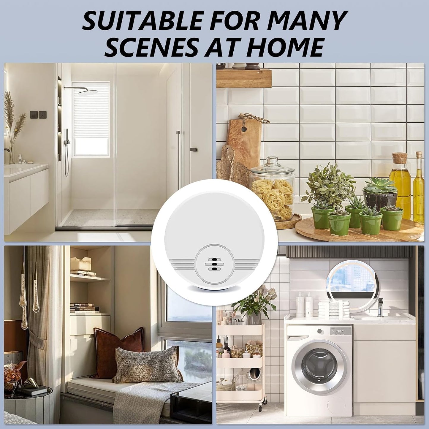 2 Pack Water Leak Detector, 135 dB Water Sensor Alarm, Floor&Wall Mounted | 47 inch Extend Cable, Battery Included Water Alarm Leak Detector, Sensor Flood Alert for Kitchen, Bathroom, Laundry Room