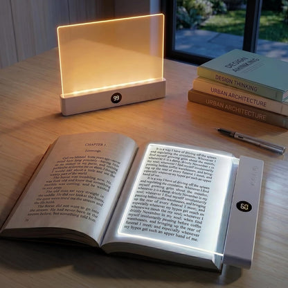 Rechargeable Flat Book Light with 3 Colors & Timer, Dimmable Book Page Light for Reading in Bed at Night, Portable Reading Light, Great for Adults and Book Lovers (White)