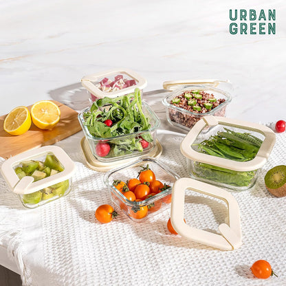 Glass Food Storage Containers with Glass Lids, Microwave Safe Food Container Set, Aitight Meal Prep Container Set, BPA Free, 2 extra Colanders, LeakProof, 2 Pack of 60oz