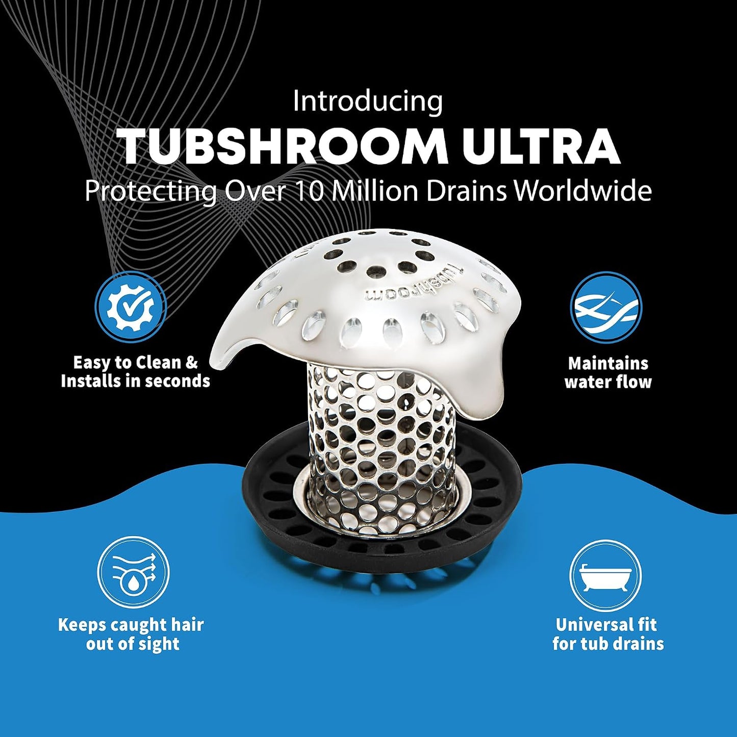 TubShroom Ultra Revolutionary Bath Tub Drain Protector Hair Catcher/Strainer/Snare, Stainless Steel, Stainless Combo