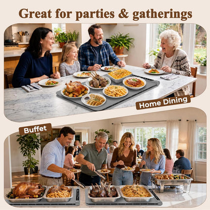 Warming Mat for Food, Electric Warming Tray with Heat-Resistant Pad-L Grey | Colorlife 6 Preset Modes, 7 Temps, 6H Timer, Child Lock, Auto-Memory, Rollable Silicone Food Warmer for Buffet, Parties