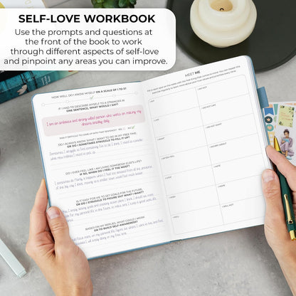 Clever Fox Self-Love Journal for Women, Gratitude, Positivity, Aquamarine | 6-month daily mental health journal with stickers, self-care, anxiety therapy, life & wellness planner for teens & adults