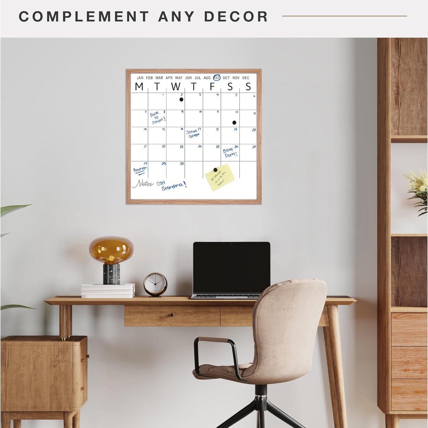MCS Dry Erase Weekly Meal Planner Black Framed Calander Whiteboard, 11x24 | Dry Erase Weekly Meal Planner Black Framed Calander Whiteboard Frame, 11x24 Inch