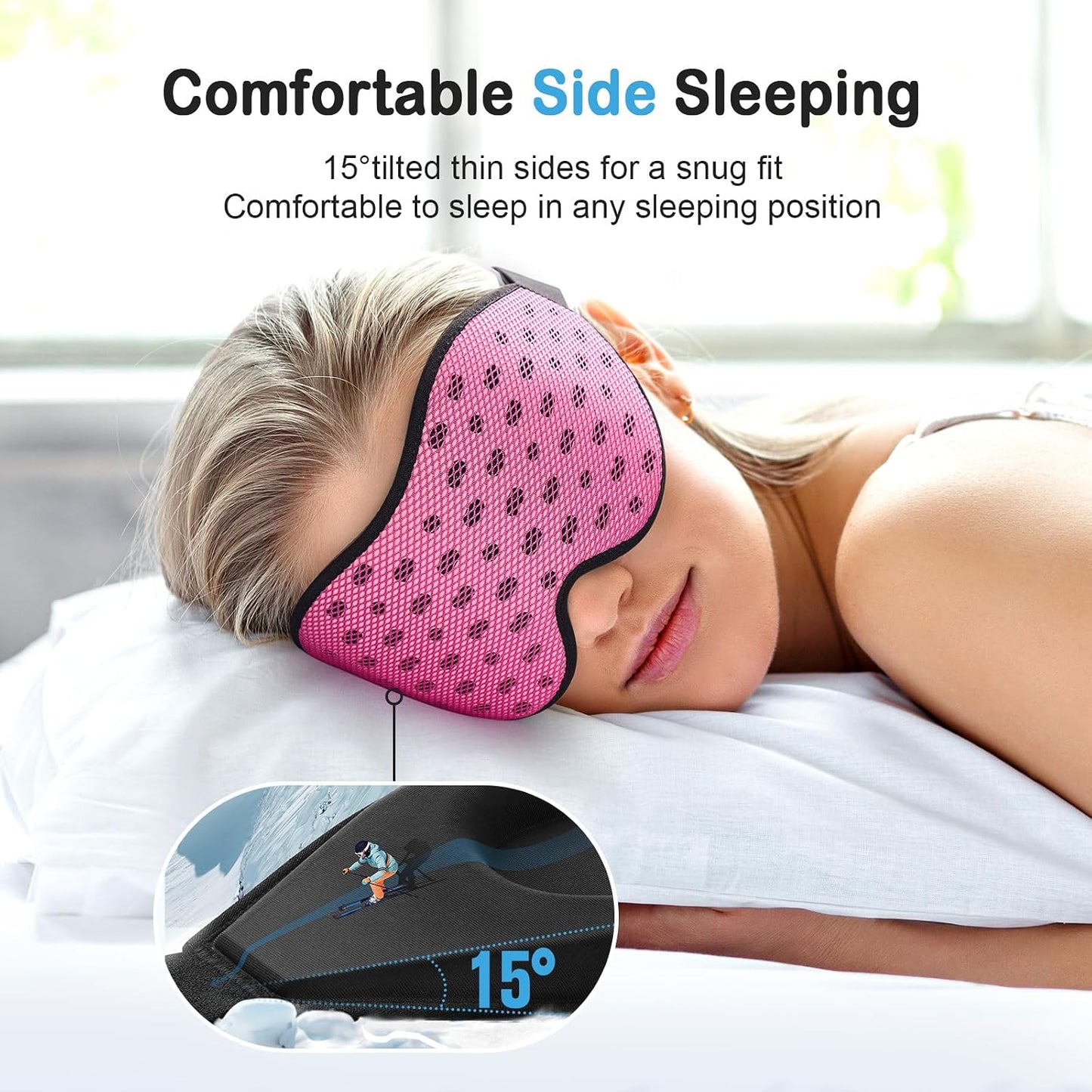 LitBear Breathable Sleep Mask, 3D Eye Mask Sleep for Side Sleepers Women Men