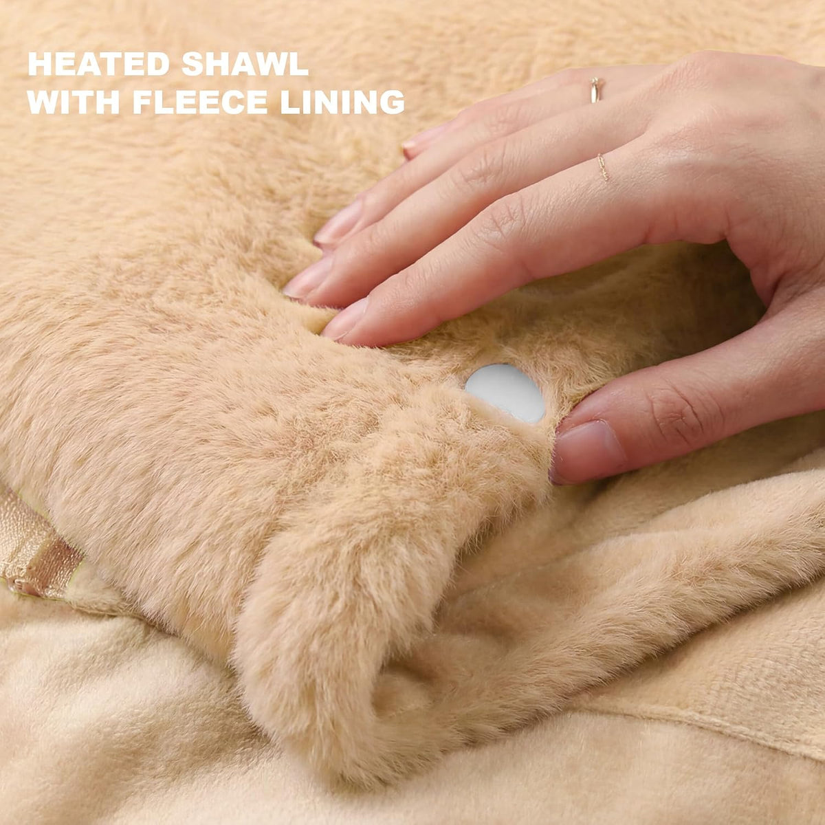 Heated Blanket Battery Operated with Fleece Lining 7.4V 16000mAh Battery 62" x 35" Heated Shawl Wraps for Women Men Cordless USB Outdoor Portable Electric Blanket 6 Heating Zones Khaki