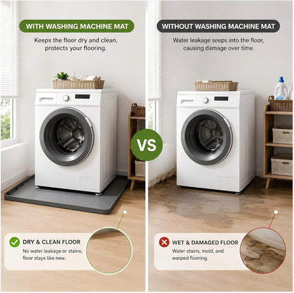 Washing Machine Drain Pan Silicone Mat 32 X 30 Inch Washer Drip Tray for Floor Protection， Rubber Anti Vibration Mat for Washer and Dryer