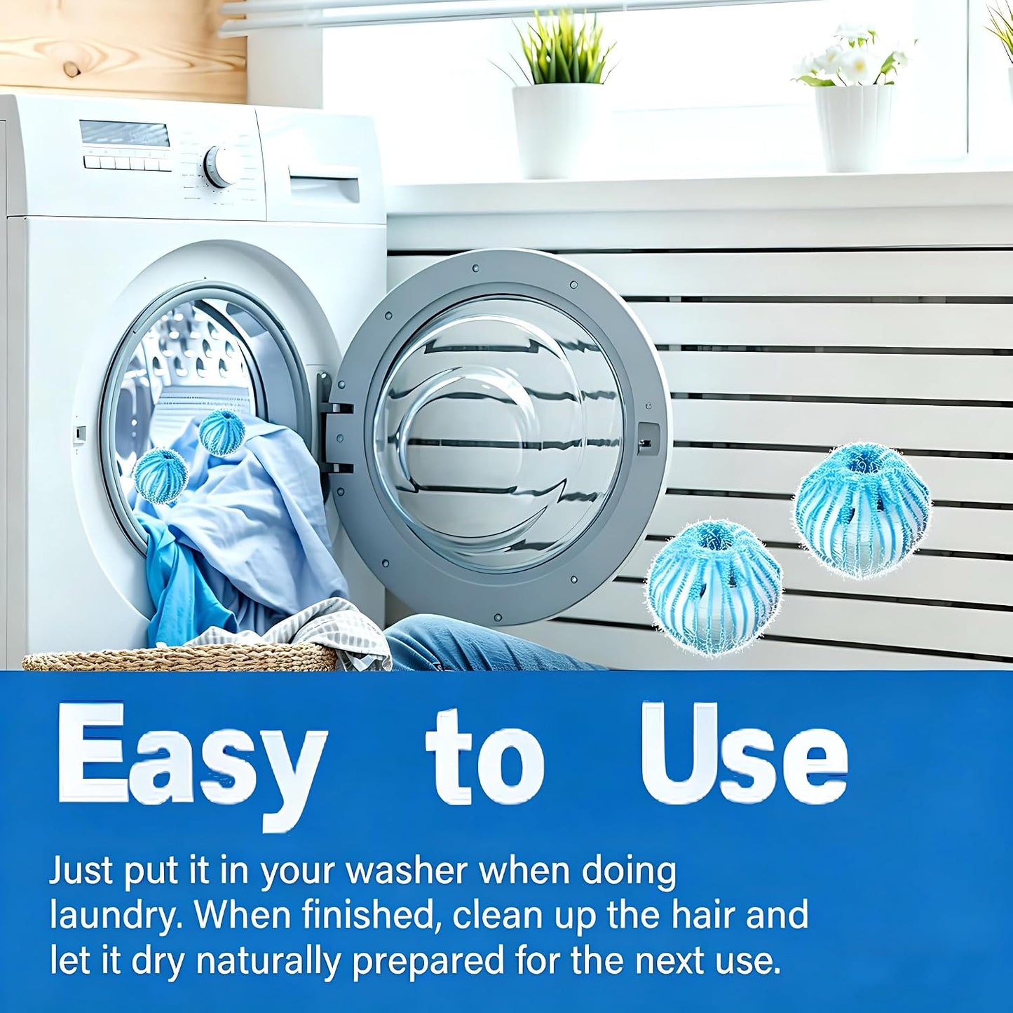 12Pcs Reusable Laundry Hair Remover Balls, Pet Hair Remover for Washing Machine, Effectively Cat Dog Fur Lint Catcher, Laundry Lint Remover Balls for Bedding, Clothes, Sofa Covers (Deep Blue)