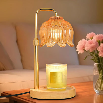 XJZJY Pink Flower Candle Warmer Lamp with Timer, Birthday Gifts for Women
