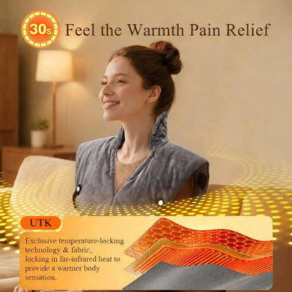 UTK 30S Fast Heating Pad for Neck Shoulders, 6X Far Infrared Therapy Pad | Extra Large 24" x 20" Heated Wrap for Neck, Shoulder & Back, 4H Auto-Off, Memory Function, Gifts for Women Men Parents