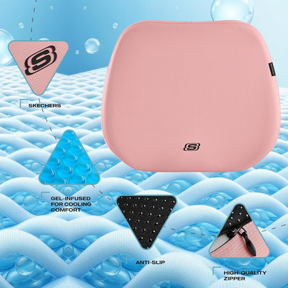 Skechers Seat Cushion Premium Gel & Memory Foam-Office Chair Cushion for Tailbone Pain Relief,Butt Pillow for Office Chair,Car seat Cushion,Long Sitting Office Workers,and Car Drivers,Black