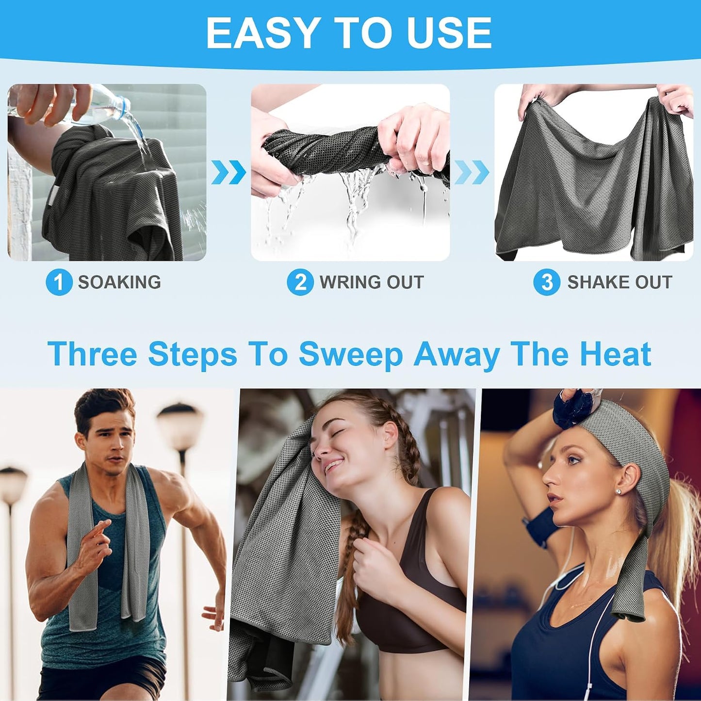 4 Pack Cooling Towels for Neck and Face(40"x12"), Cooling Neck Wraps, Ice Towel for Hot Weather, Soft Breathable Gym Towel, Cool Towel for Workout, Camping, Yoga, Sport, Running
