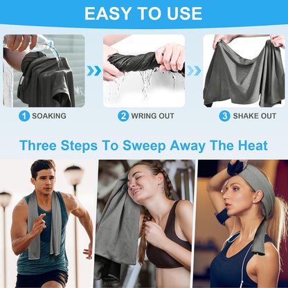 4 Pack Cooling Towels for Neck and Face(40"x12"), Cooling Neck Wraps, Ice Towel for Hot Weather, Soft Breathable Gym Towel, Cool Towel for Workout, Camping, Yoga, Sport, Running
