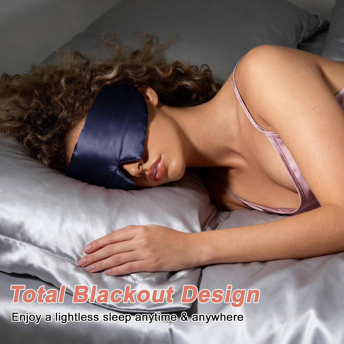 VOCOSTE 3D Pure Silk Sleep Mask with Travel Pouch, Black