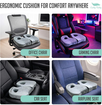 Cushy Tushy Premium Foldable Travel Seat Cushion - for Relief of Lower Back, Sciatic, Butt and Tailbone Pain - for Home & Office Use, Perfect for Travel or Driving - Coccyx Seat Cushion