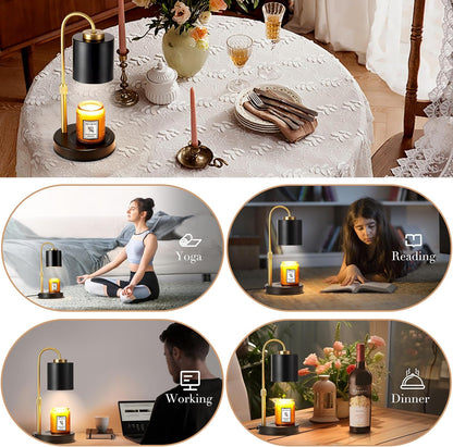 CASTLELIFE Candle Warmer Lamp with Timer & Dimmer, Height Adjustable Electric Wax Melt Warmer for Jar Candles, Gifts for Mom Home Decor, White
