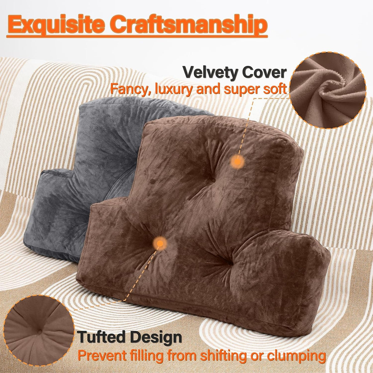 1 MIDDLE ONE Back Pillow for Chair, Memory Foam Lumbar Pillow for Back Support, Back Rest Cushion for Office, Sofa, Couch Sitting, Recliner, Bed and Lower Back Pain (Grey)