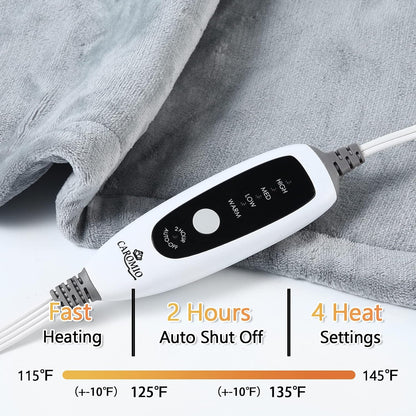 CAROMIO Massaging Heating Pad for Back Pain Relief, Neck and Shoulders