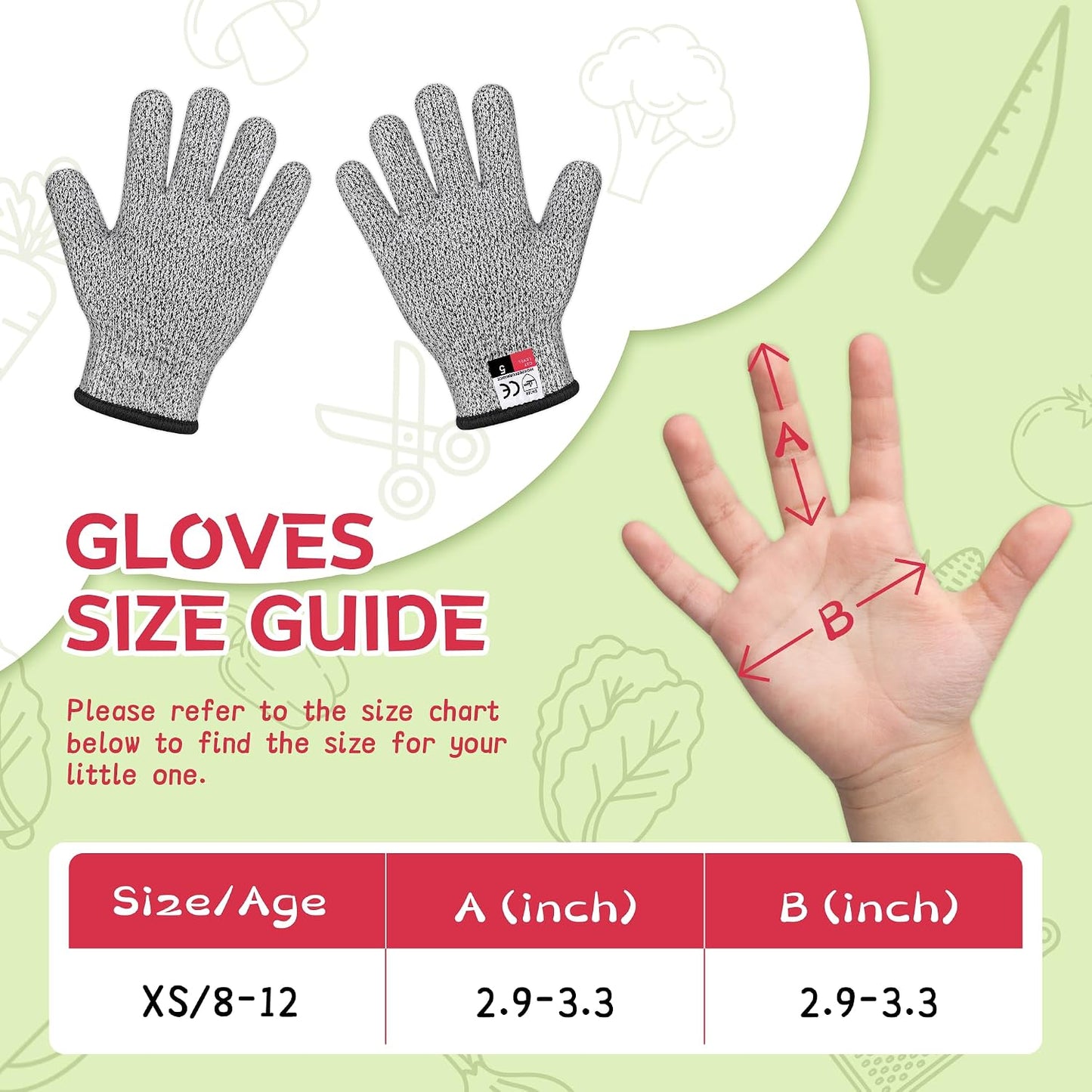 Level 5 Cut Resistant Gloves for Kitchen Food Grade, Machine Washable for Indoor&Outdoor Use