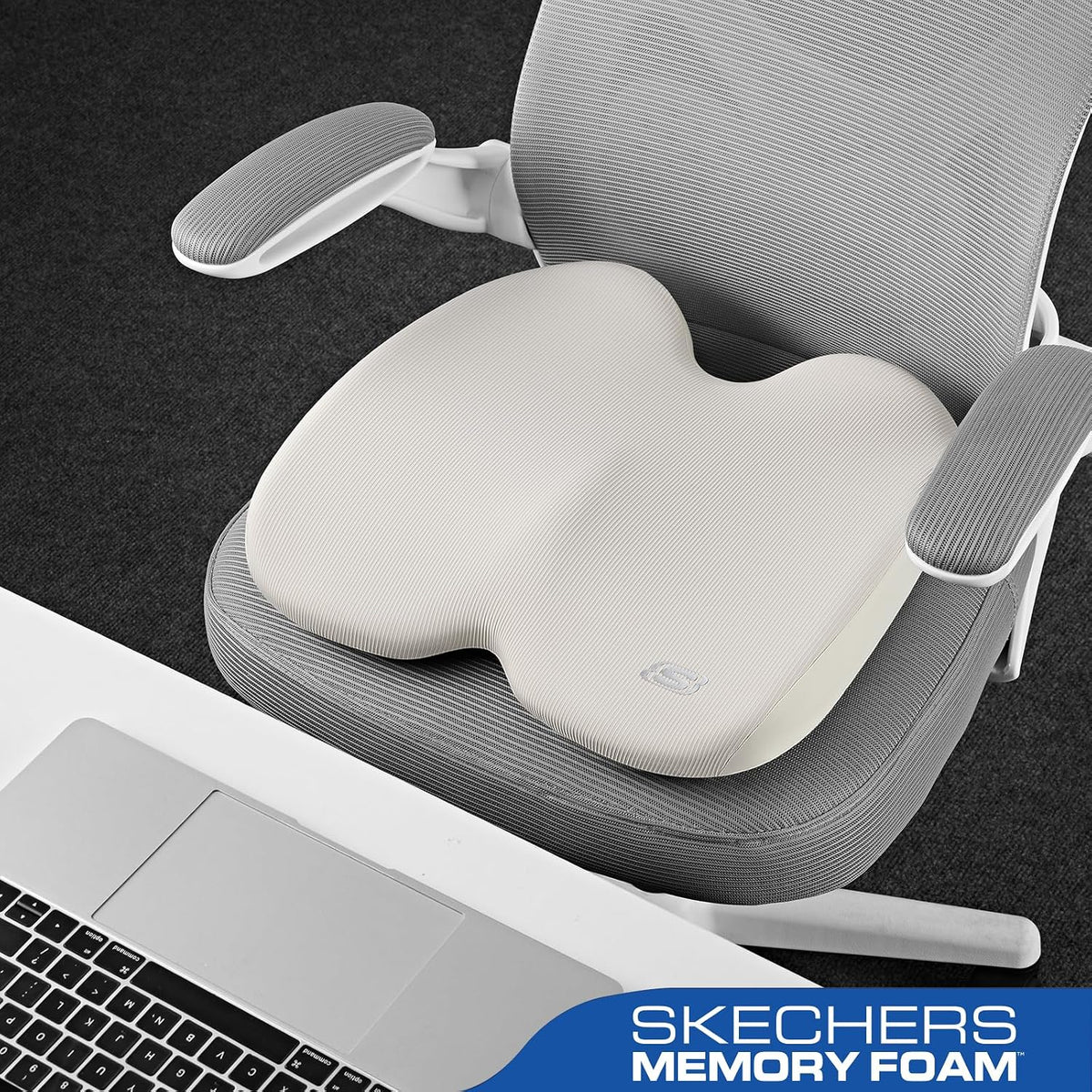 Skechers Seat Cushion, Ergonomic Memory Foam Cushion for Long Sitting Hours on Office & Home Chair, Car Seat Cushion for Sciatica, Coccyx Cushion,Brown