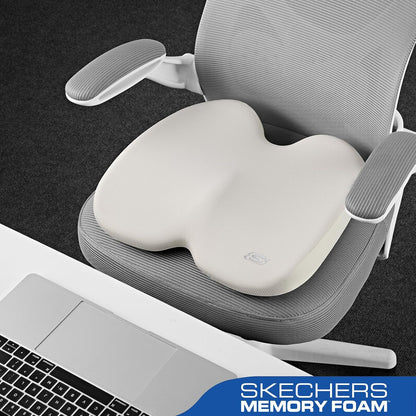Skechers Seat Cushion, Ergonomic Memory Foam Cushion for Long Sitting Hours on Office & Home Chair, Car Seat Cushion for Sciatica, Coccyx Cushion,Brown