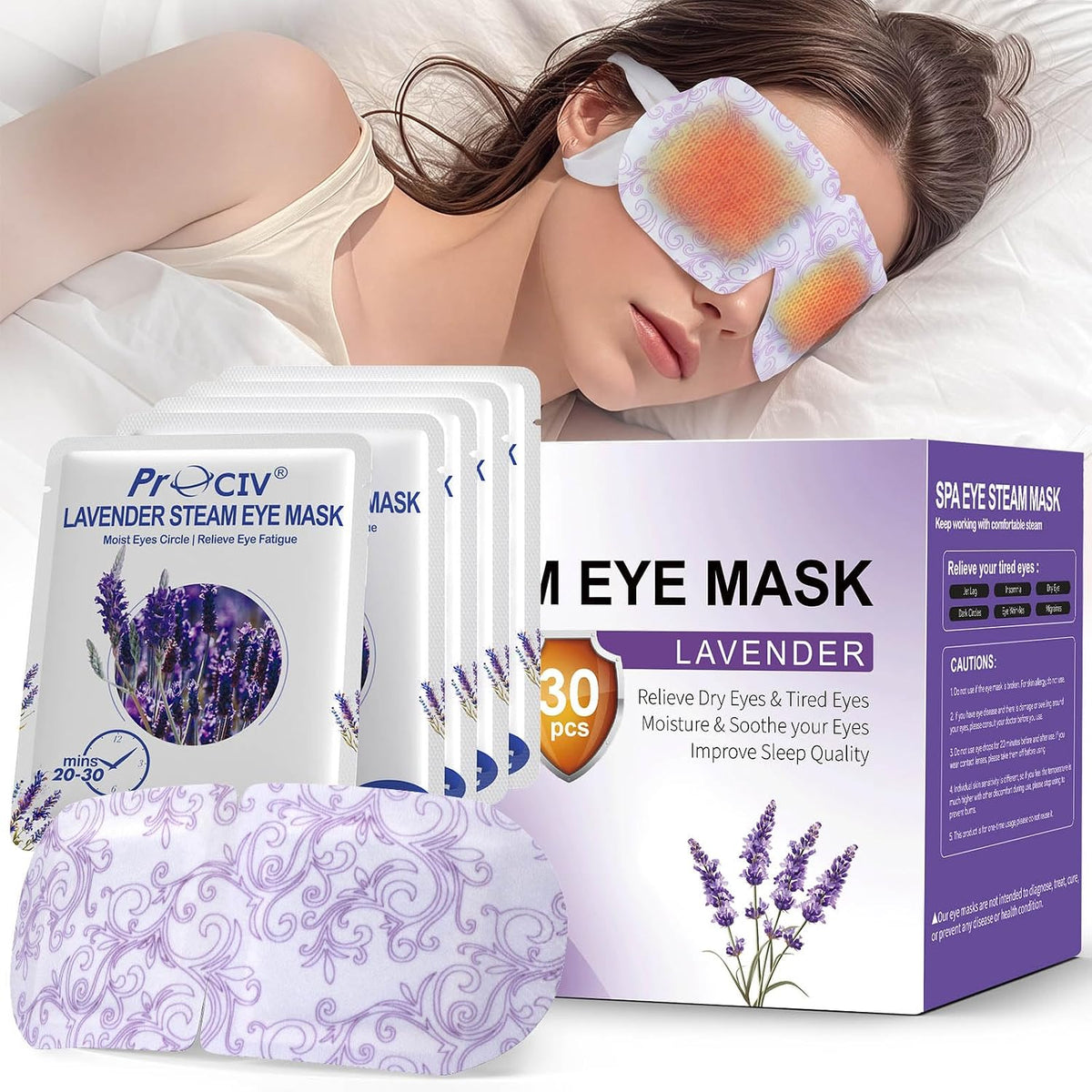 Steam Eye Mask,Warm Eye Compress for Dry Eyes Sleep Mask,Hot Auto Heated Eye Masks Relaxing Items for Women Moist Heat for Eyes Soothing Eye Fatigue,Disposable EyeMask for SPA Essentials