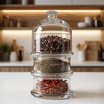 Multipurpose Glass Stackable Storage Jar with Lid, Avocado, Lemon, Onion, Tomato Keeper/Saver/Holder, Home & Kitchen Organizer