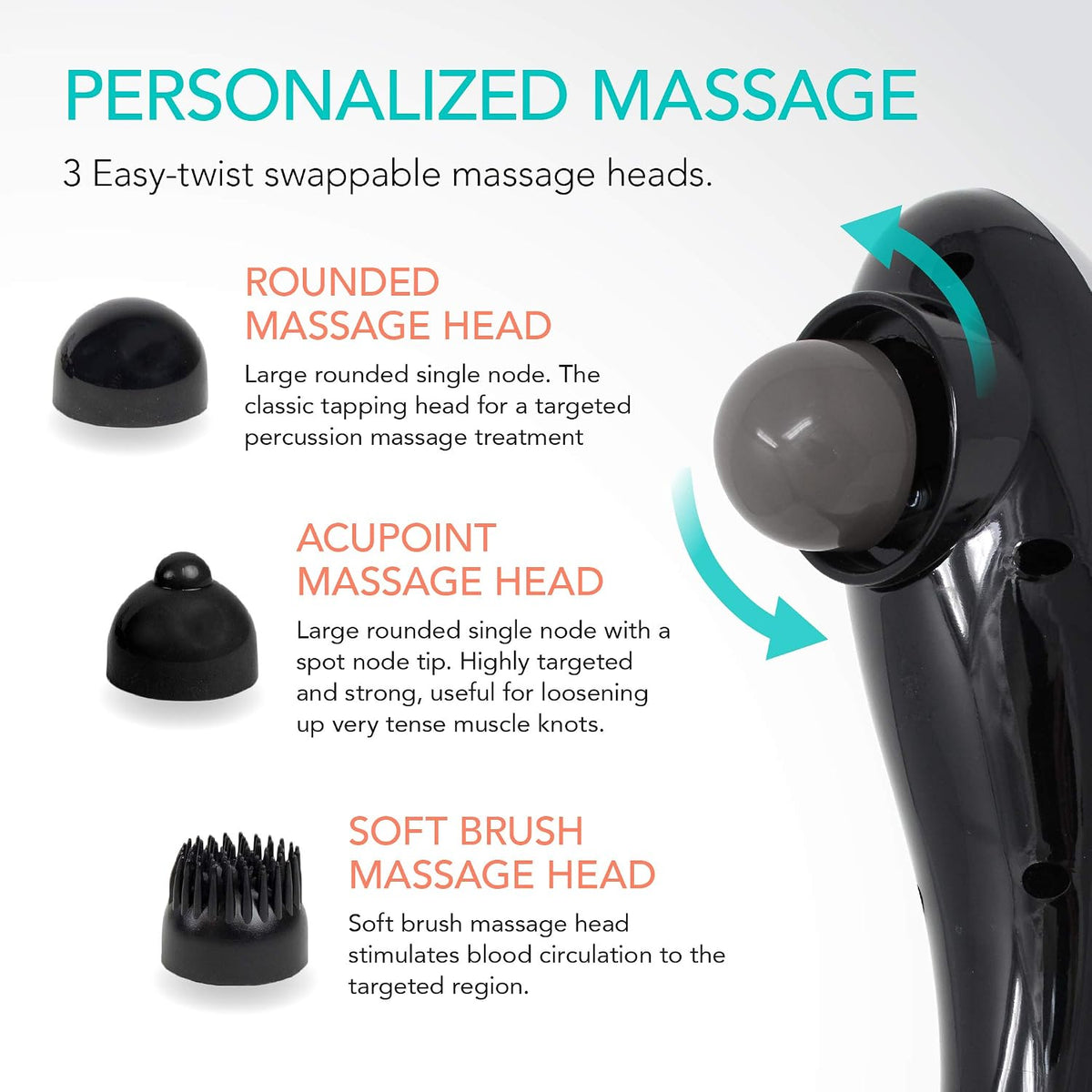 Daiwa Felicity Tapping Pro - Handheld Deep Tissue Back, Neck, Shoulder, Leg, Calf Muscle Massager with Extension Handle - FSA HSA Eligible