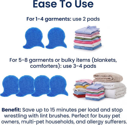 9 PCS Blue Pet Hair Remover for Laundry - High Visibility Reusable Fur Catcher, Traps Hair in Washer & Dryer, for Dog & Cat Hair on Clothes, Bedding (9 Blue Pads)