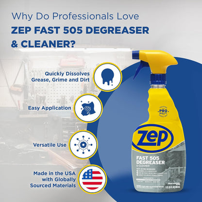 Zep ZU50532 Fast 505 Cleaner and Degreaser 32 Ounces, 32 Fl Oz, clear
