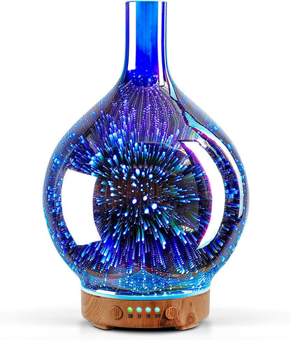 Porseme 150ml Essential Oil Diffuser Glass Color Changing Aroma Air Diffusers Aromatherapy Ultrasonic Cool Mist Humidifier 6 Running Hours Waterless Auto-Off for Sleeping, Yoga, Office, Spa (Ink)