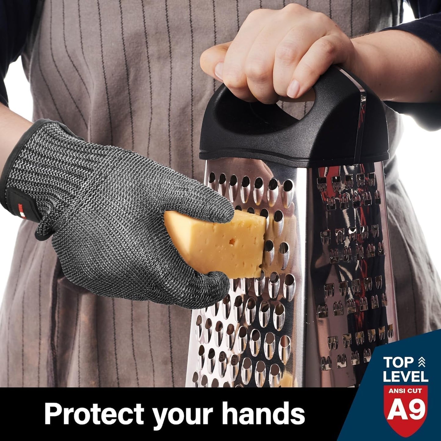Schwer SlicePro ANSI A9 Cut Resistant Glove PR1706, Stainless Steel Mesh Metal Glove, Food Grade for Kitchen Cooking, Butcher Meat Cutting, Oyster Shucking, Mandoline, Fishing, (M, 1 PCS)