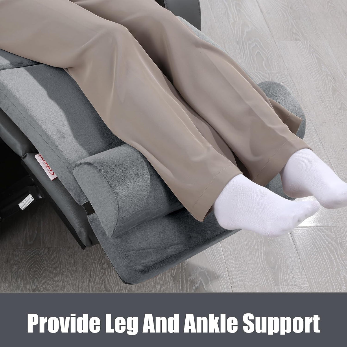 HOMBYS 5-in-1 Recliner Seat Cushion for Elderly+Lumbar Support Pillow + Leg Pad, with Adjustable Half Moon Neck Pillow & Footrest, Foam Filling with Velvet Fabric, Thick & Non-Slip, Brown