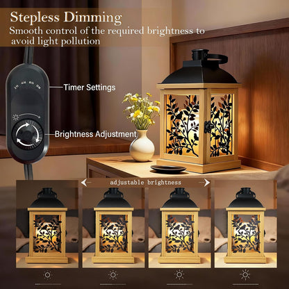 Candle Warmer Lamp Wood with Timer & Dimmer, Enclosed Flameless Top Down Candle Warmer, Farmhouse Lantern Candle Warmer for Jar Candles, Housewarming Home Decor Gift for Men & Women