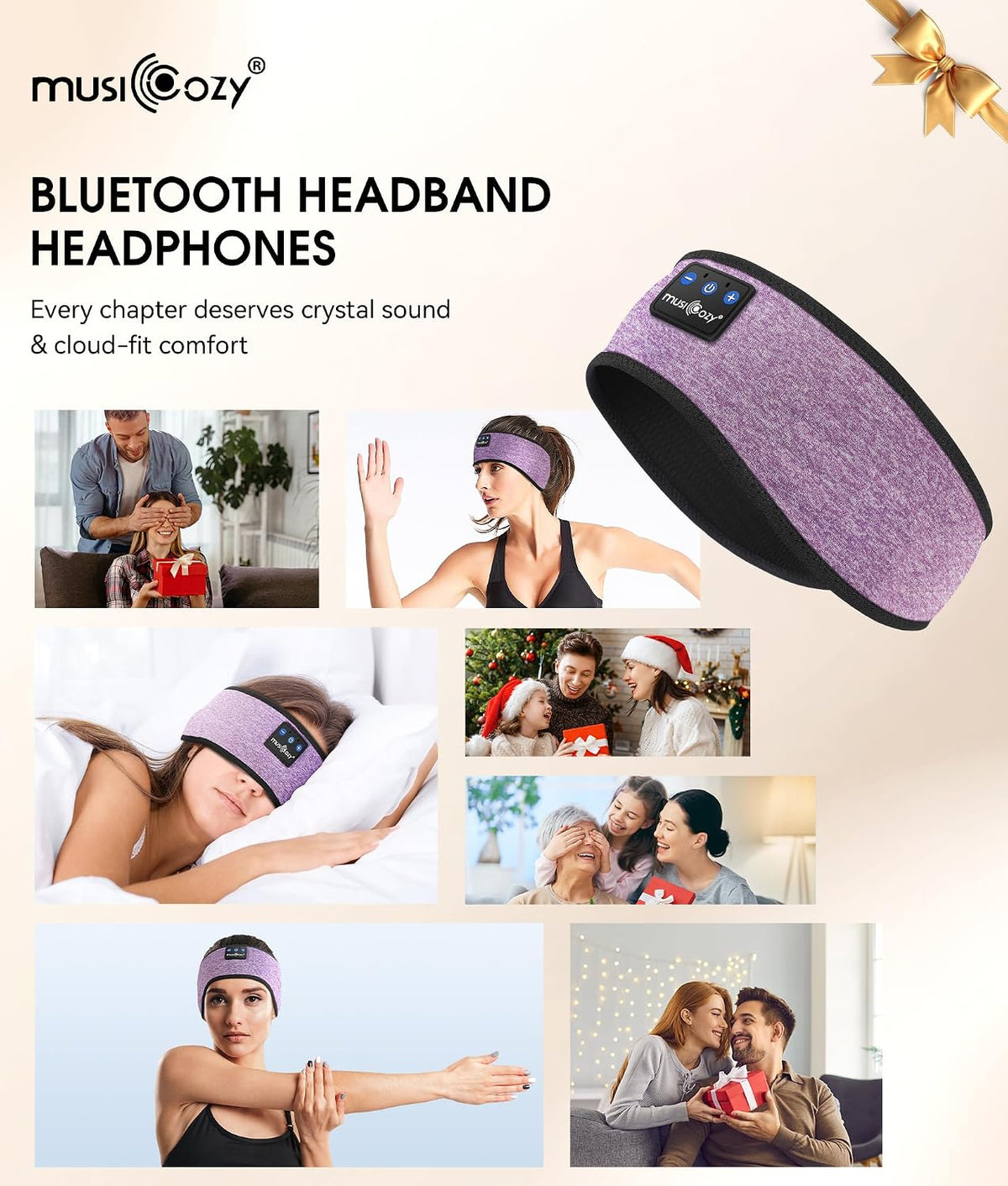 MUSICOZY Bluetooth 5.4 Sleep Headphones Headband Sports Wireless Audio