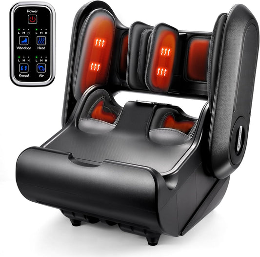 EaseZen 2 in 1 Collapsible Foot and Calf Massager with Heat with Neuropathy | Deep Kneading Therapy, Vibration, Compression,for Plantar Fasciitis, Auto Shut-Off, Gifts for Women Man Family,up to Size 14