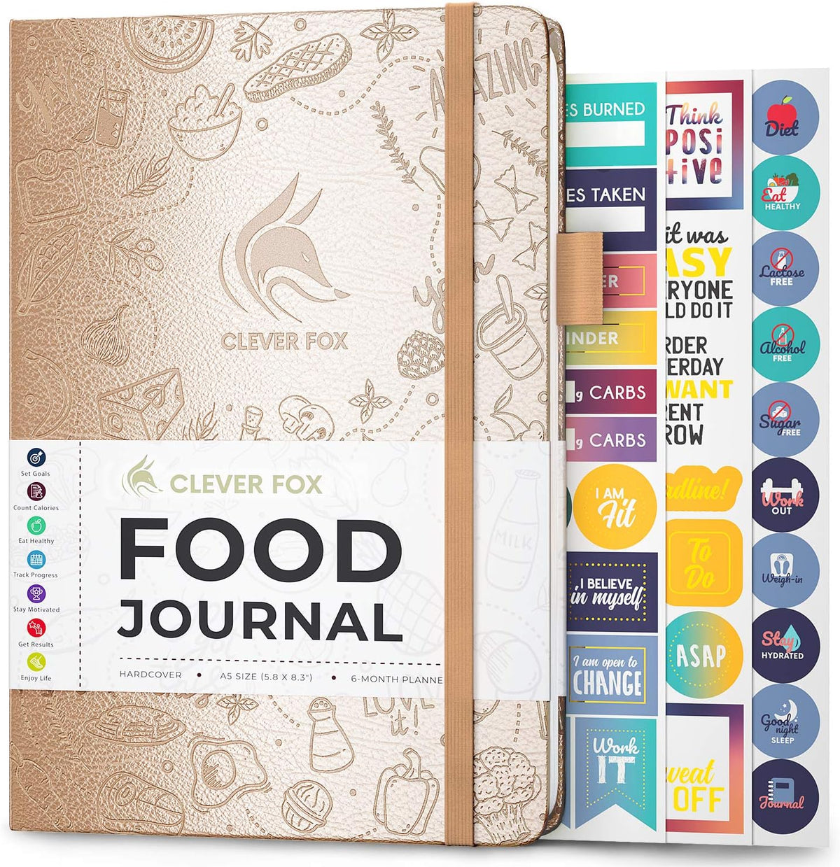 Clever Fox Food Journal for Women & Men, Weight Loss Tracker, Aquamarine