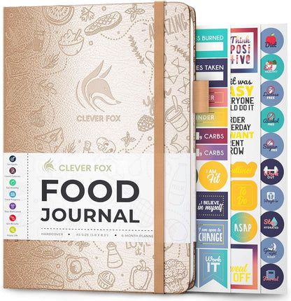 Clever Fox Food Journal for Women & Men, Weight Loss Tracker, Aquamarine
