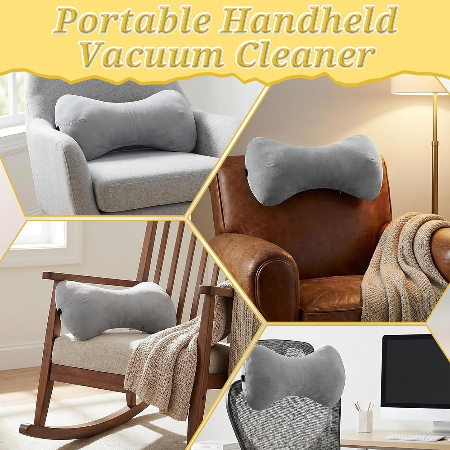 1Pc Neck Headrest Pillow for Recliner Armchairs, Bone Shaped Chair Head Cushion Plush Curve Cervical Roll Pillow with Adjustable Strap for Sleeping Neck Support Pain Relief Car Airplane Travel