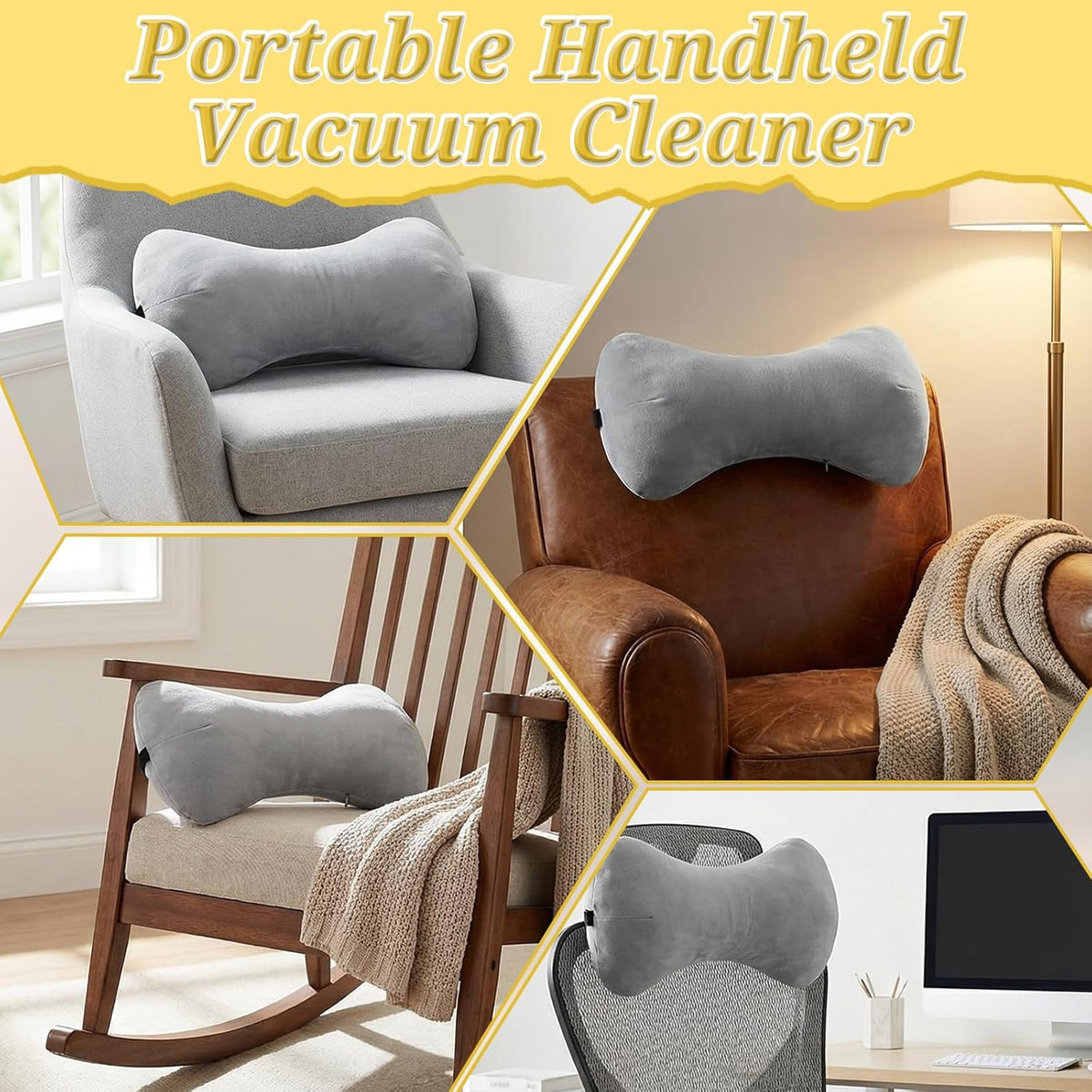 1Pc Neck Headrest Pillow for Recliner Armchairs, Bone Shaped Chair Head Cushion Plush Curve Cervical Roll Pillow with Adjustable Strap for Sleeping Neck Support Pain Relief Car Airplane Travel