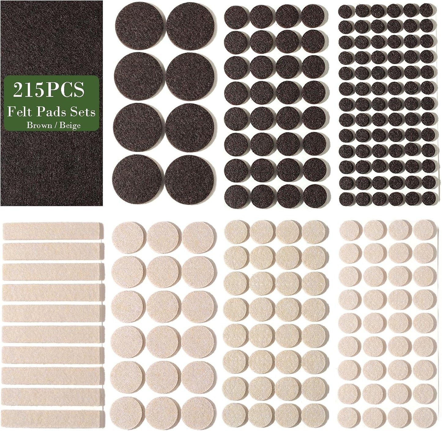 Fursafe&Q Felt Furniture Pads, Furniture Felt Pads for Hardwood Floors -Self Adhesive Chair Leg Floor Protectors, Protect Your Floors from Nicks, Bumps and Scratch,96 Pcs Round Cabinet Door Bumper