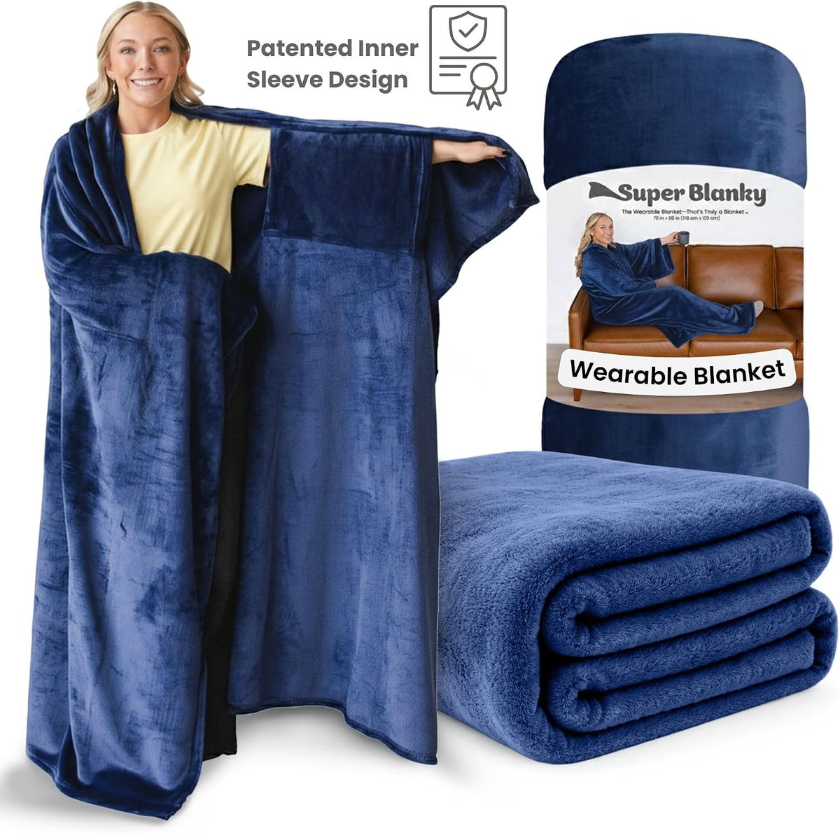 Super Blanky Wearable Blankets for Women & Men, Dorm Room Essentials, Gift for Her, Gifts for Women, Wife Birthday Gift Ideas