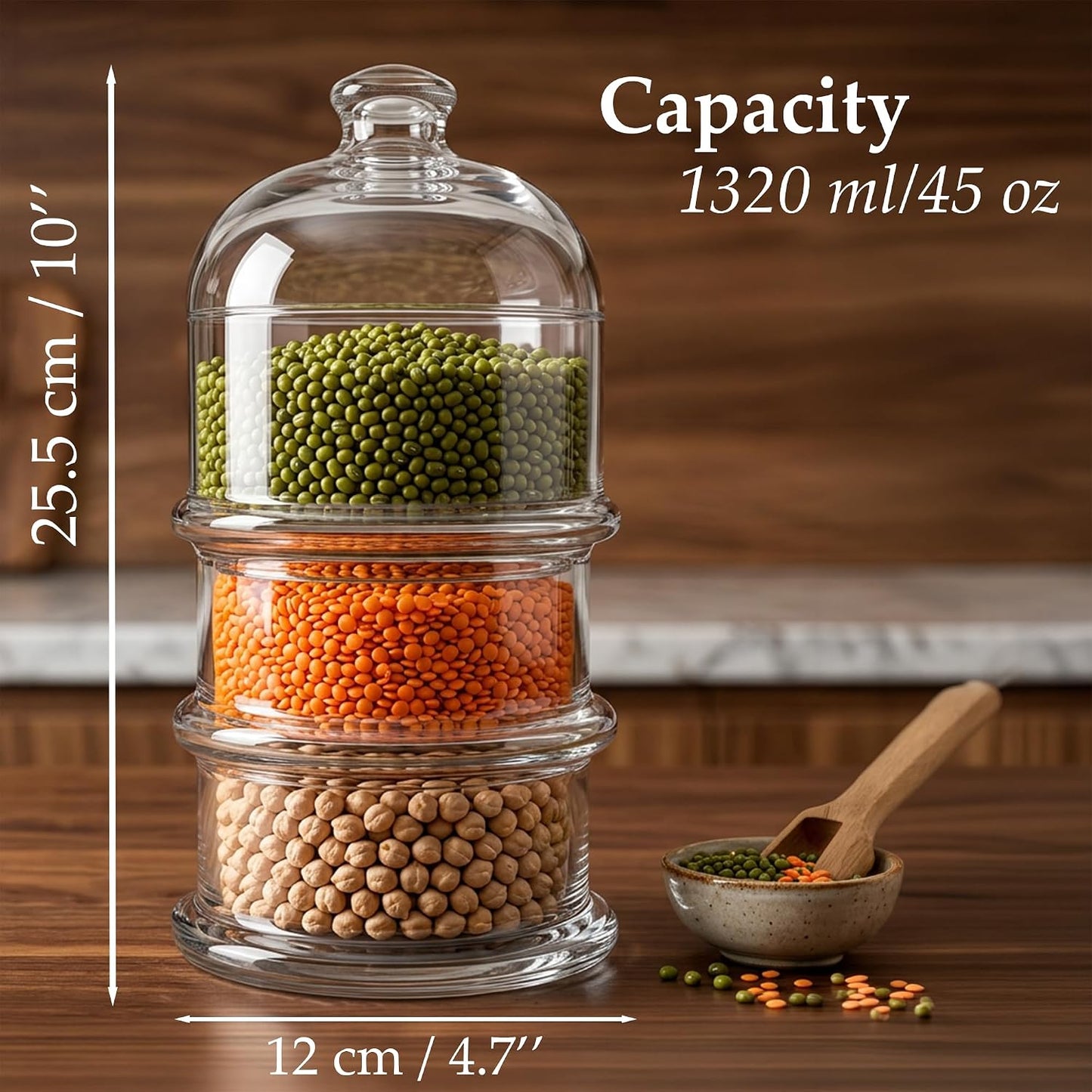 Multipurpose Glass Stackable Storage Jar with Lid, Avocado, Lemon, Onion, Tomato Keeper/Saver/Holder, Home & Kitchen Organizer